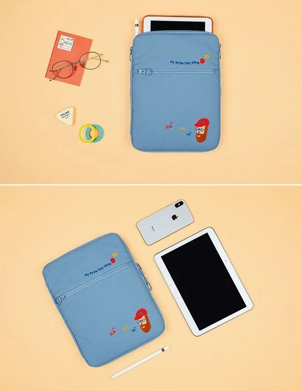 

Apply to11 Inch Canvas Ipad Tablet Case Emboridery Shockproof Laptop Liner Bag Organizer Storage Bag Sleeve Cover For Ipad Air