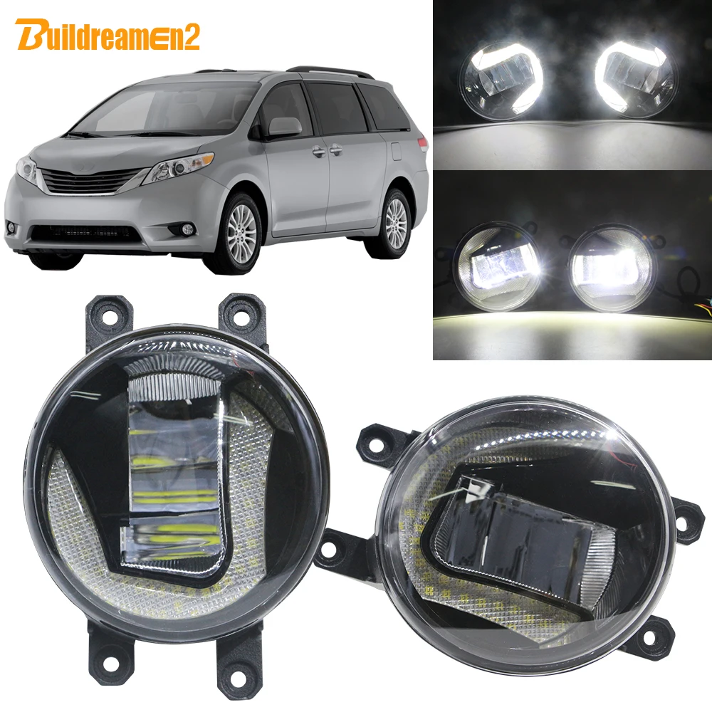 

Buildreamen2 2 X Car LED Front Fog Light + Daytime Running Light White 12V Styling For Toyota Sienna 2009 2010 2011 2012 2013