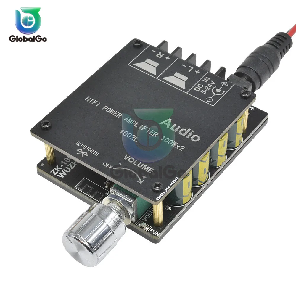 100WX2 Mini Bluetooth 5.0 Wireless Audio Power Digital Amplifier Board Stereo Amp DC 12V 24V 50W 80W With Adjustment Knob | Инструменты