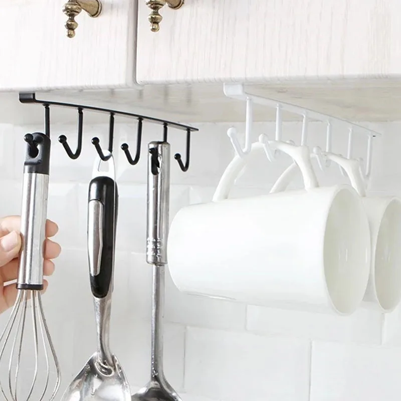 6 стеллаж для хранения с крючком кухонный шкаф полка подвесной крючок-органайзер