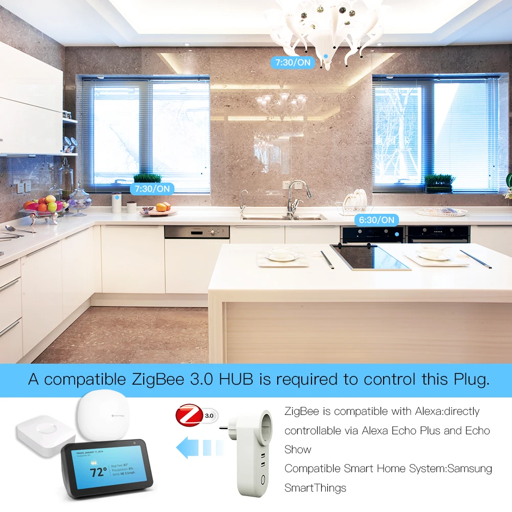 ЕС ZigBee3.0 Dual USB Беспроводной со штепсельной вилкой SmartThings App дистанционного