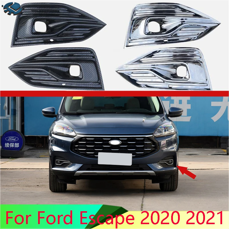 

For Ford Escape Kuga 2020 2021 Car Accessories ABS Chrome Front Fog Light Lamp Cover Trim Molding Bezel Garnish Sticker