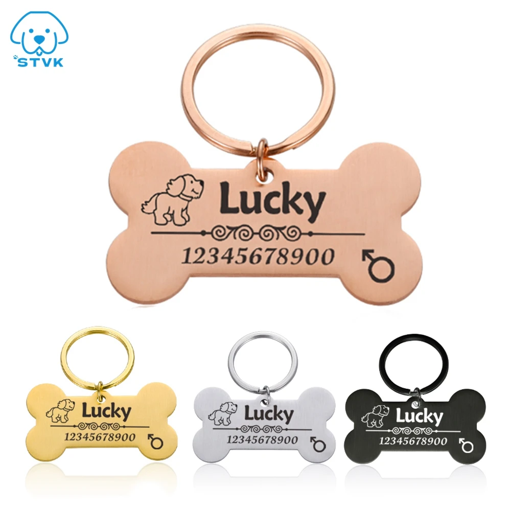 

Идентификационные Жетоны для собак в форме кости, персонализированные бирки для кошек и ошейников с гравировкой, защита от потери, аксессуа...