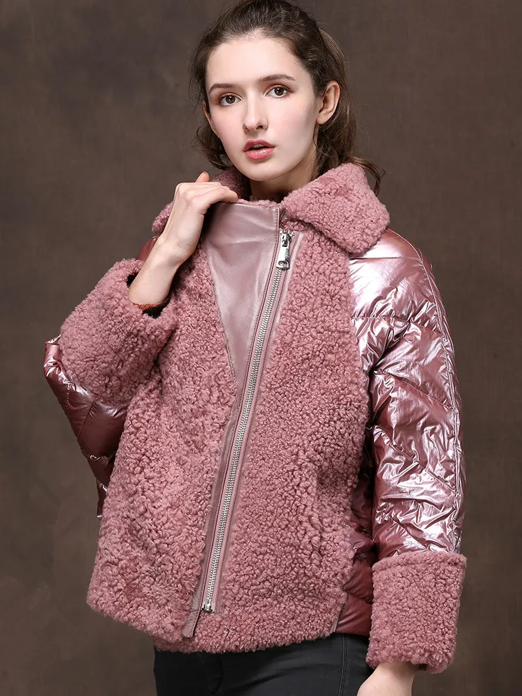 AYUNSUE/Женская куртка пуховик из овечьей шерсти пальто с мехом коллекция 2019 года