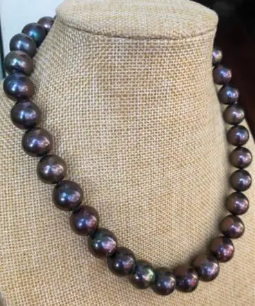 

Благородные украшения, красивое ожерелье из пресноводного круглого черного, зеленого и красного жемчуга AAA 9-10 мм