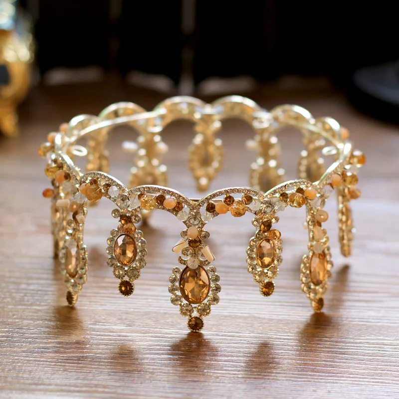 JaneVini 2019 Роскошные хрустальные короны принцессы цвета шампанского золотые