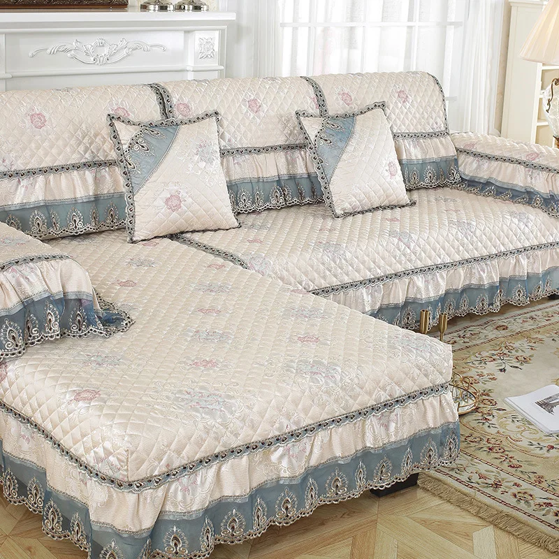 Forros para muebles de sala Нескользящая мебельная крышка кружевной диван-коврик с цветочным узором секционные кушетки для диванов TS153