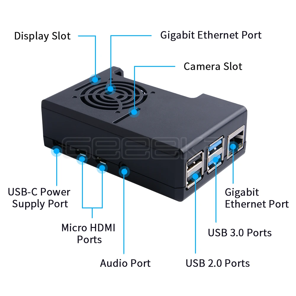 Черный/прозрачный чехол GeeekPi из АБС пластика Корпус Корпуса для Raspberry Pi 4 с