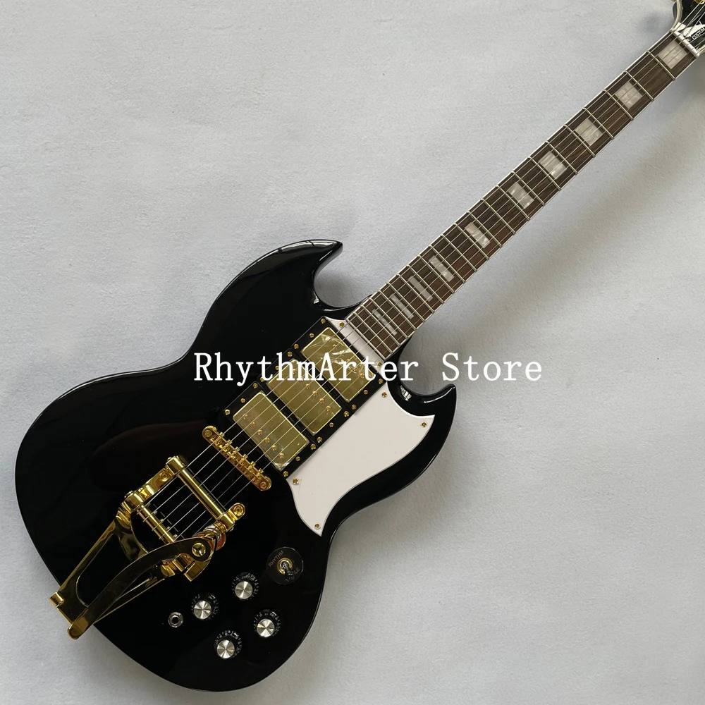 Гитара SG корпус темно-красного дерева гриф из розового фурнитура золотого цвета