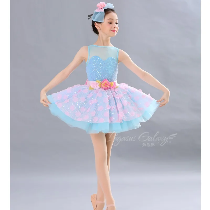 Детское платье-пачка костюмы принцессы с блестками для девочек Балетные платья