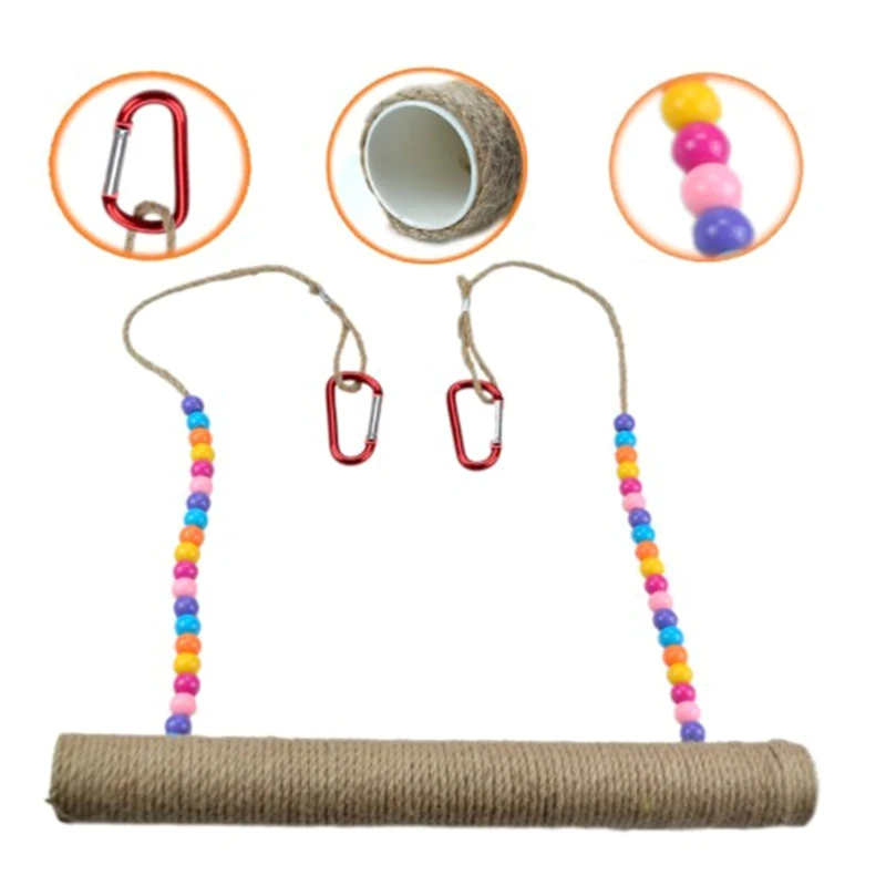 

Chicken Swing Toys Parrot Hanging Perch 16" Hemp Rope for Pet Birds Grinding Chewing Cage Toy for Medium & Large Birds