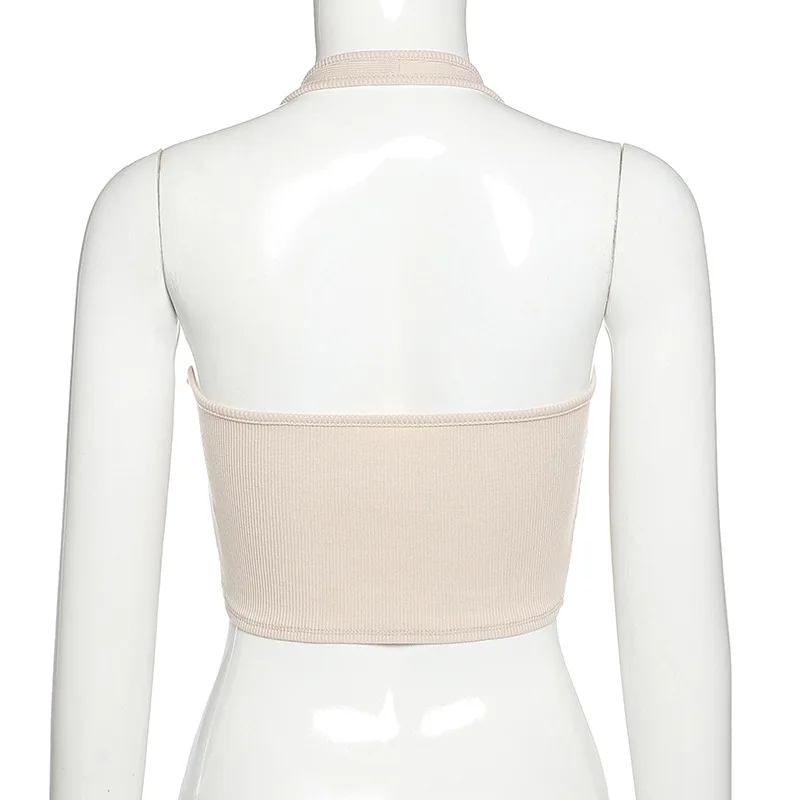 Модный топ с лямкой на шее майка кроп-топы женская одежда женское белье Клубная