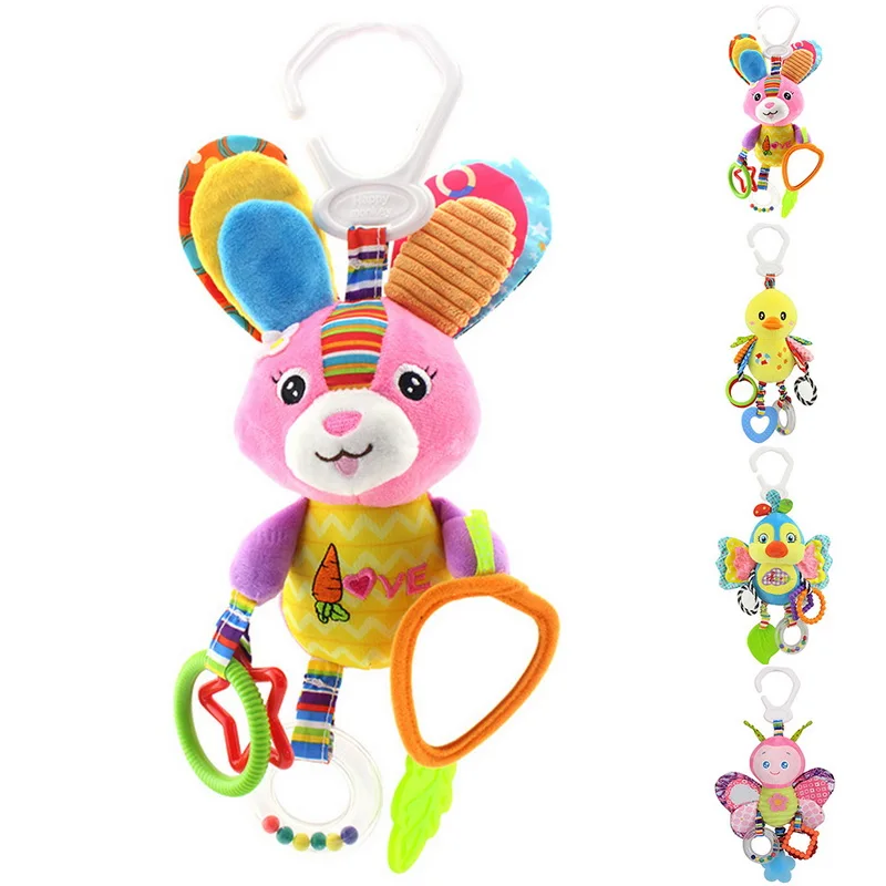 CYSINCOS Newborn Baby Stroller Hanging Toy Cute Animal Doll Bed Plush Rattle Bell Activity Soft Sleep Tool Toys |