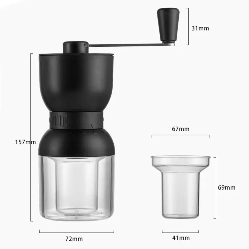 

Manual Coffee Bean Grinder Ceramic Burrs Hand Mill with 2 Containers Adjustable