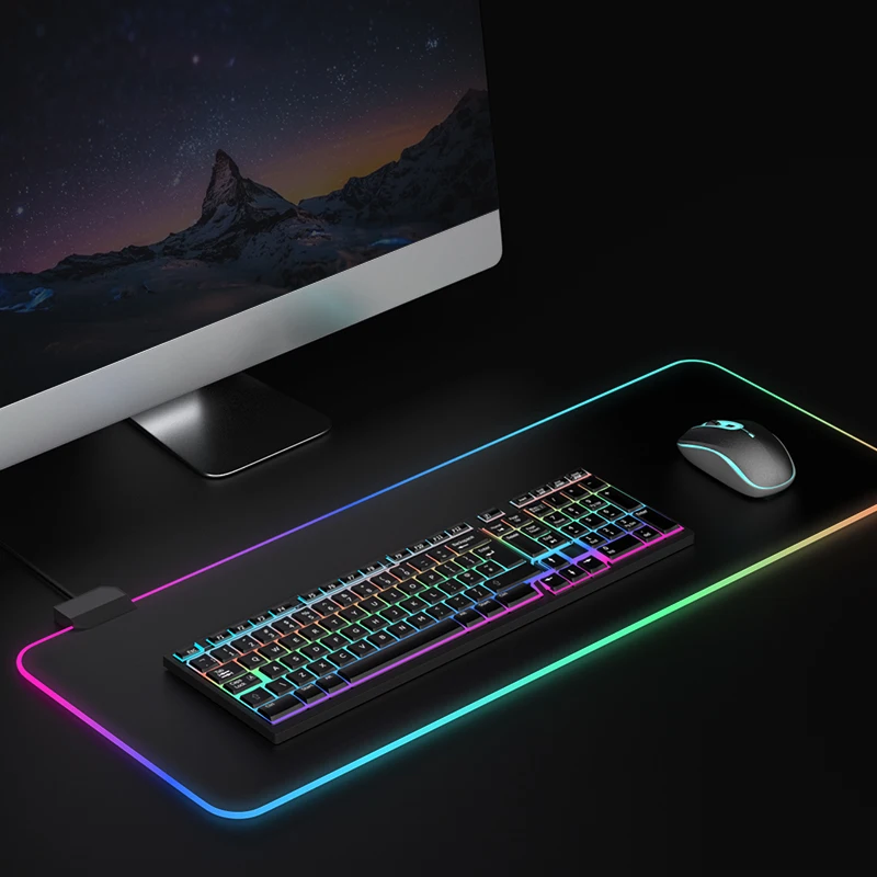RGB игровой коврик для мыши большой нескользящий геймерский светодиодный