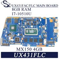 kefu ux431facflc laptop motherboard for asus zenbook ux431flc ux431fn ux431f original mainboard 8gb ram i7 10510u mx150 4gb