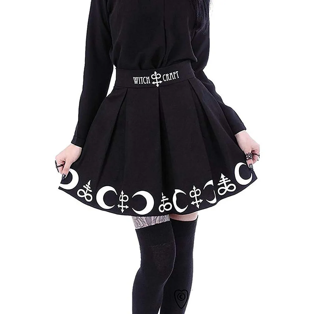 Мини-юбка JAYCOSIN с завышенной талией, Готическая уличная одежда с перекрестным принтом, Женская юбка в стиле гранж, Лолита, Харадзюку