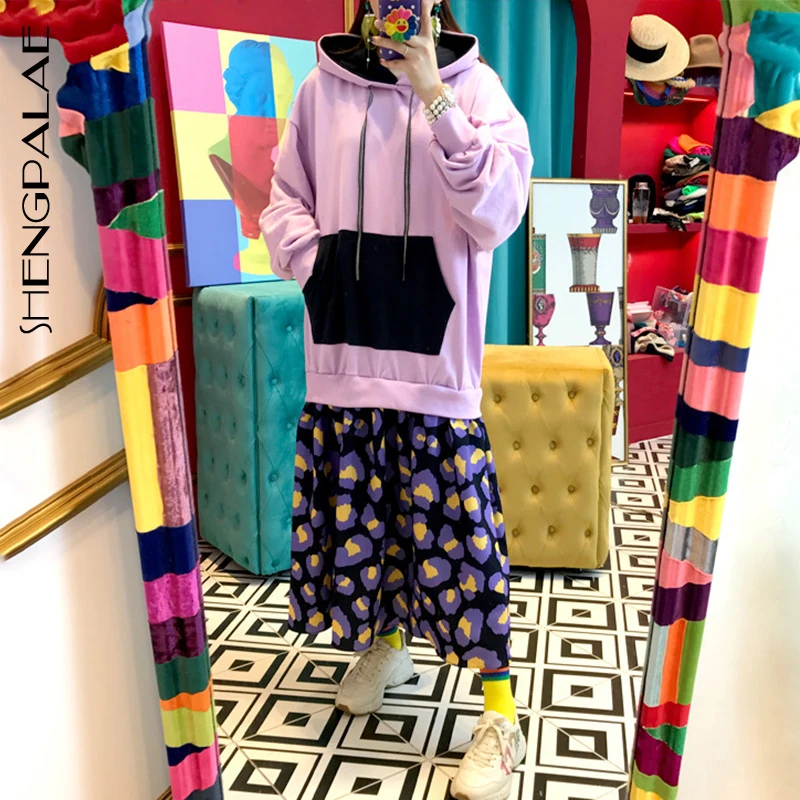 SHENGPALAE 2020 новинка весны с капюшоном длинным рукавом свободные большой размер Vestidos