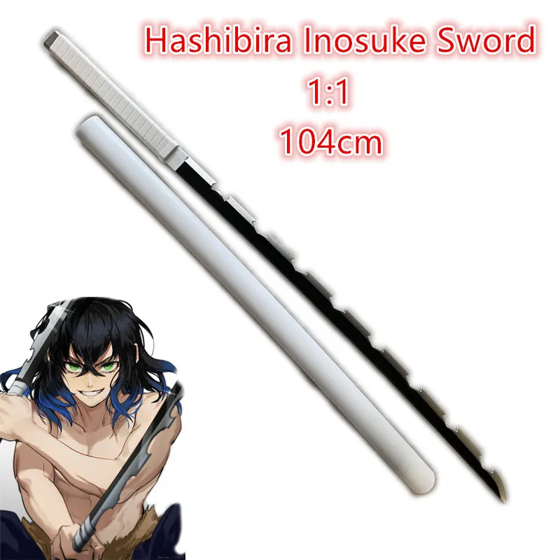 1:1 демон Убийца оружие Hashibira Inosuke белый Sowrd Kimetsu без Yaiba меч Косплэй ниндзя Ножи 104 см