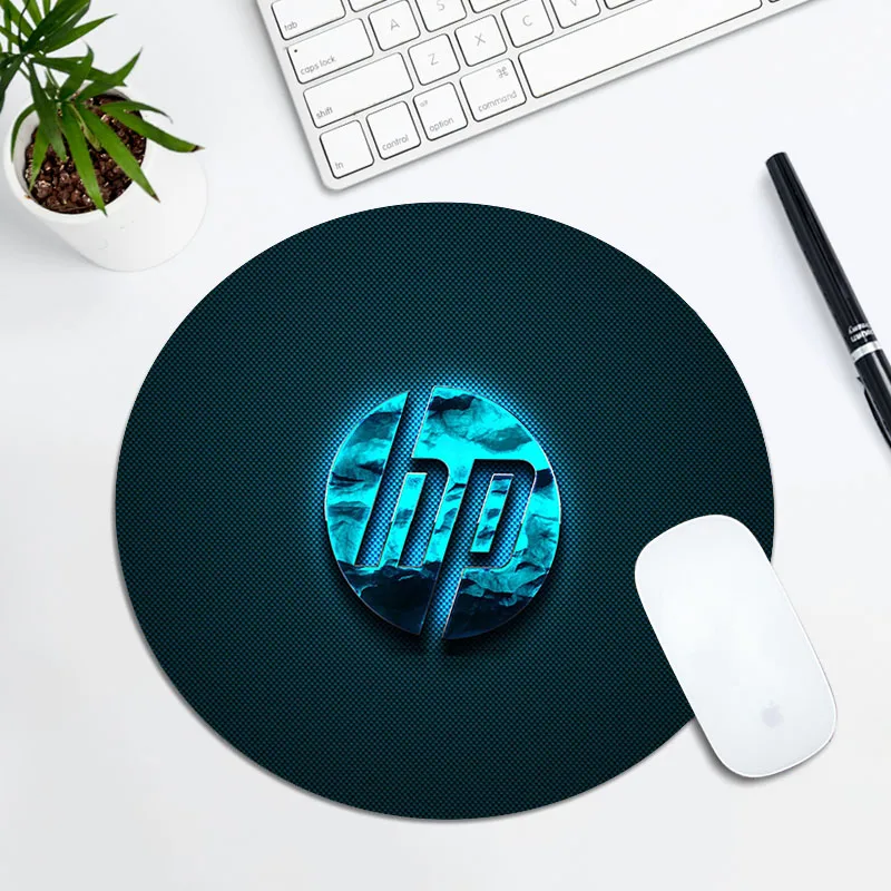 

Small Circular Mousepad With Peripheral Device Logo of HP Table Pads Keyboard Mat Mouse Pad Gamer Girl Pc Gaming Accessories