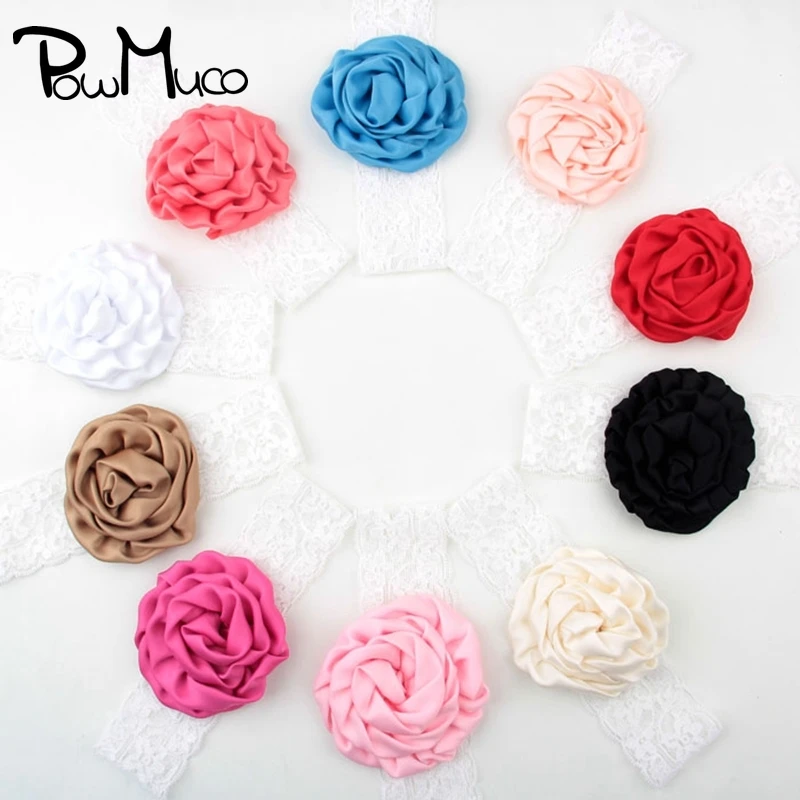 

Powmuco для маленьких детей; Однотонная Цвет ручной работы в сложенном виде, лента для волос с цветочным рисунком модная эластичная повязка при...