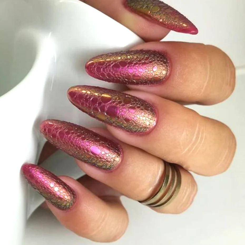 1box Bubble Nail Glitter Powder Magic Mirror Effect Chrome Pigment Dust Shining Pink Rose Gold Art Decoration LA1626 | Красота и