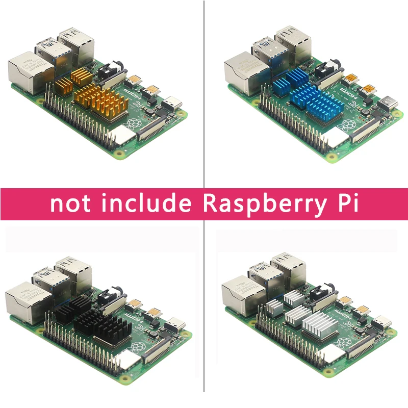 Радиатор Raspberry Pi 4 алюминиевый радиатор металлический серебристый золотой синий