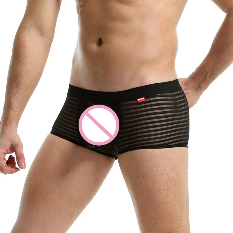 

Men Sexy Transparent Penis Underwear U-convex Pouch Boxer Shorts Breathable Underpants Low Rise Boxers Trunks Male Homme Panties