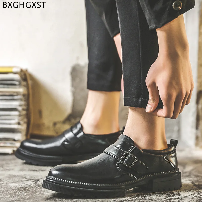 

Black Monk Strap Casual Business Shoes Men Luxury Designer Party Shoes for Men 2023 Fashion Leather Shoes Men Classic Italian