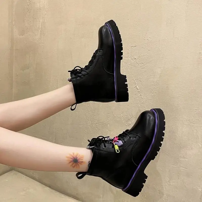 Martin boots women's autumn 2021 new street shooting thin punk boots wild straps increase thick-soled short boots women