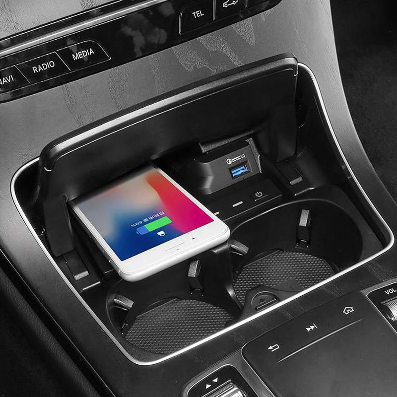 

Wireless charger for Mercedes Benz W205 AMG C43 C63 AMG GLC 43 GLC63 X253 C Class GLC accessories mobile phone fast charging