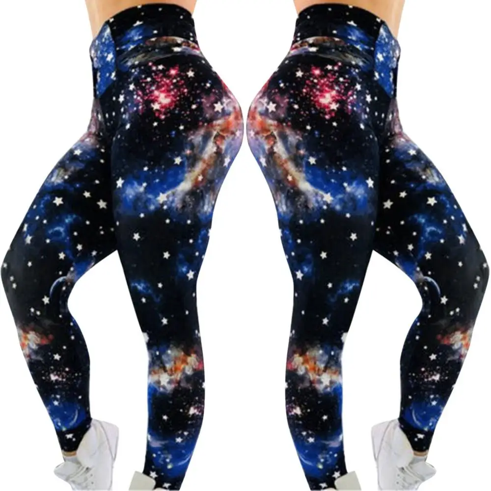 Бесшовные штаны для йоги с принтом женские Уникальные леггинсы фитнеса