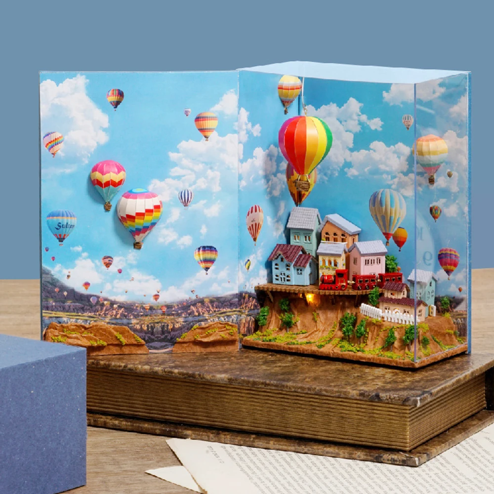 

3D Mini Landscape Miniature House Water City Diary Hot Air Balloon Handmade DIY Toys For Children Girls Christmas Gift Art Home