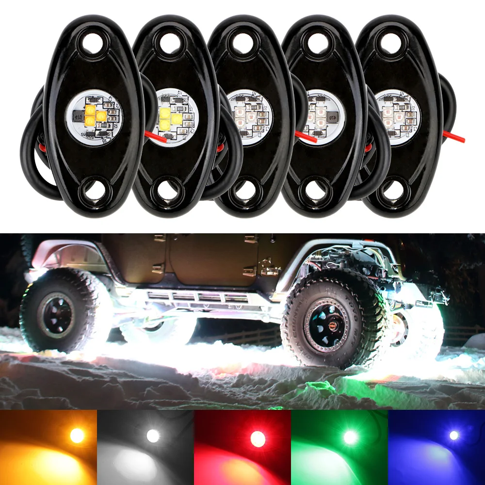 LEEPEE Led Rock Lights Underglow Led Neon Lights Underbody Glow for Jeep Atv Suv Offroad Car Truck Boat 2 Pods Trail Rig Lamp