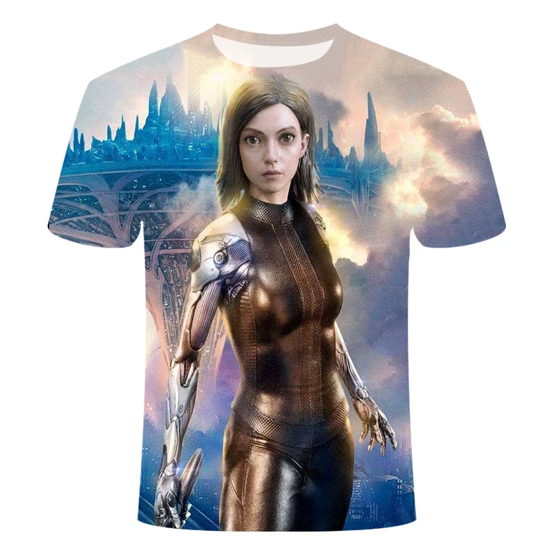 2020 новая модель Мужская одежда футболка 3D анимация боевой Ангел Алита футбольная