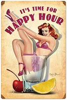 the happy hour lounge welcome beer bar girl metal tin sign home wall decor retro art poster