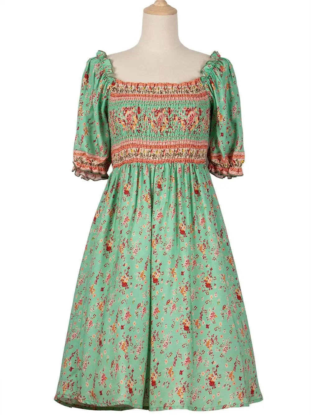 

Summer high waist square neck vintage dress