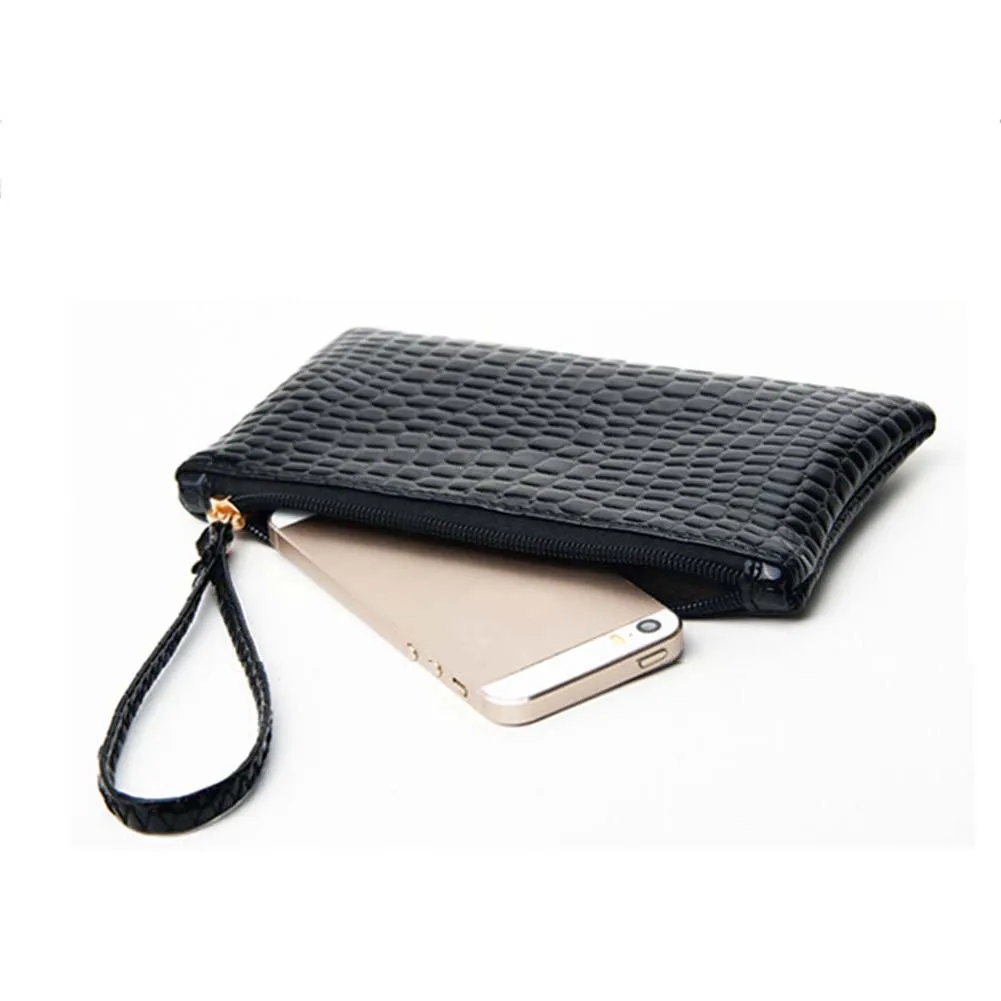 Женский кошелек с узором из крокодилов Одноцветный на молнии держатель для