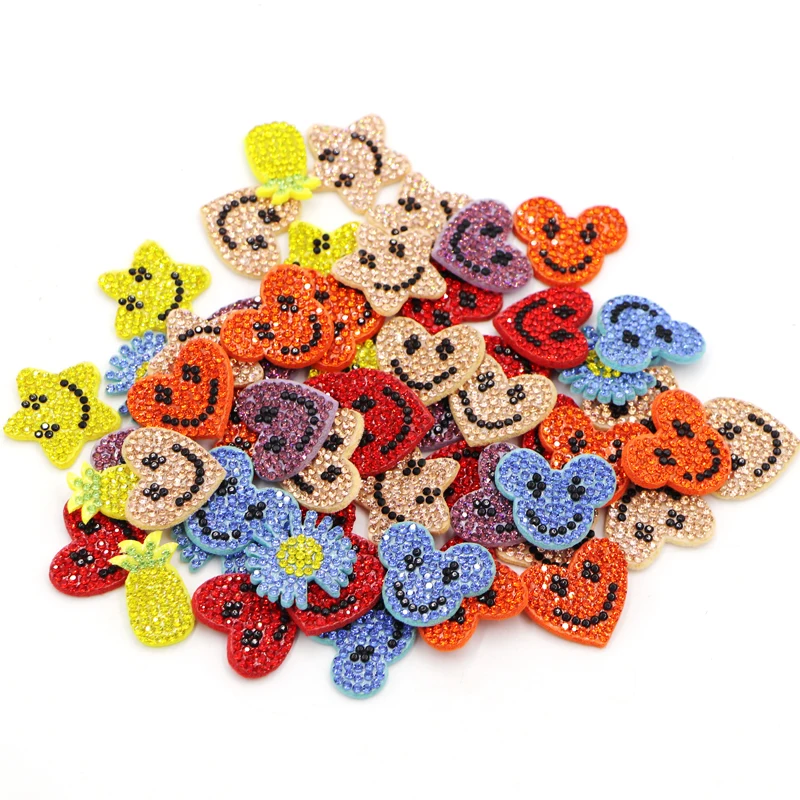 10Pcs/lot Mix Color Rhinestone Star bear Daisy Smile Patches For Kids Girls Clothes Hair Accessories DIY Sew on Appliques Badge | Дом и сад