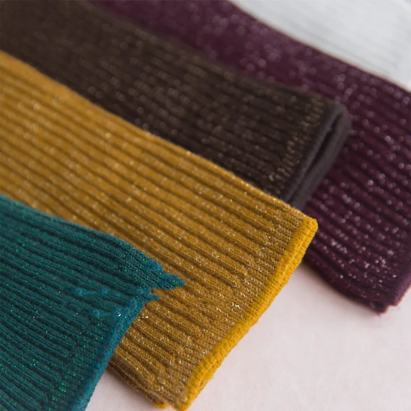 Новые детские носки осень зима корейская версия золотистые серебристые шелковые