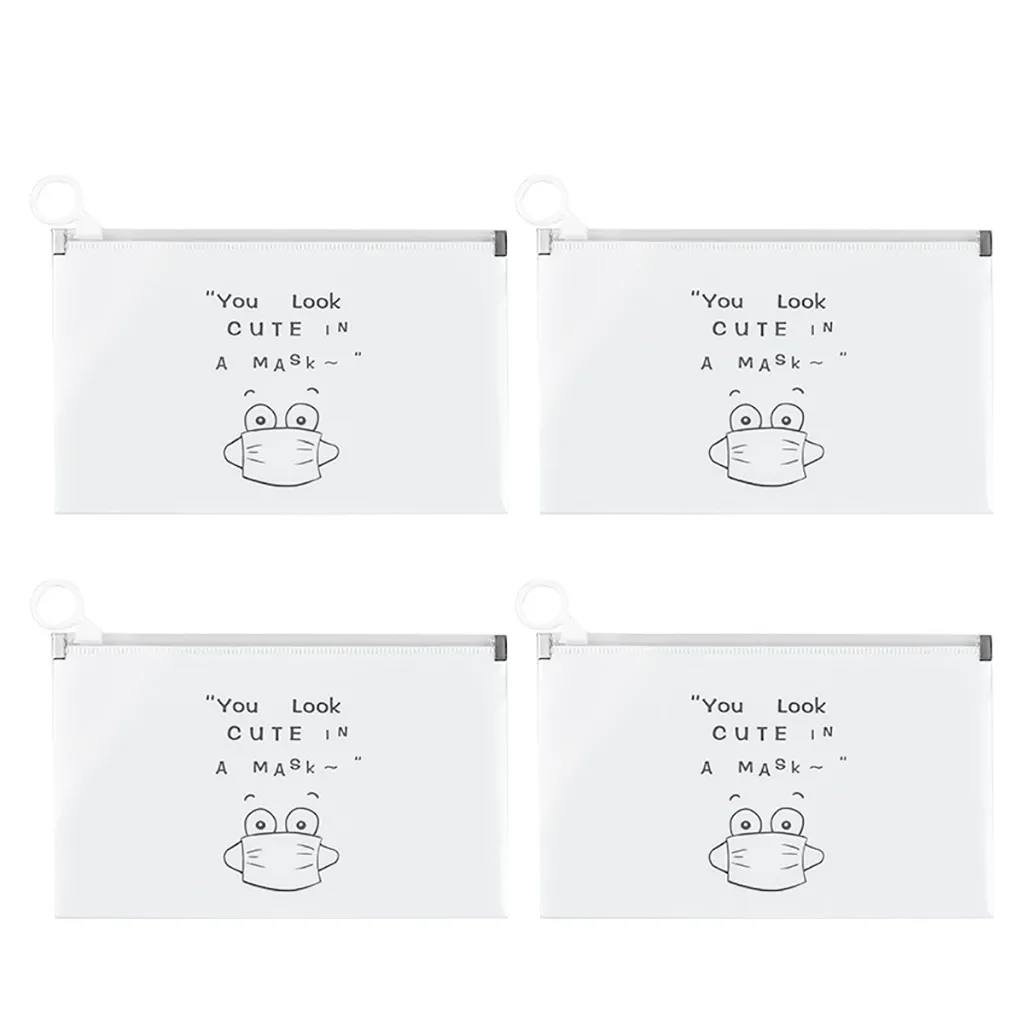 4pc Waterproof Mask Holder Portable Face Case Bag Organizer Foldable Cleaning Storage Bags Facemask | Дом и сад
