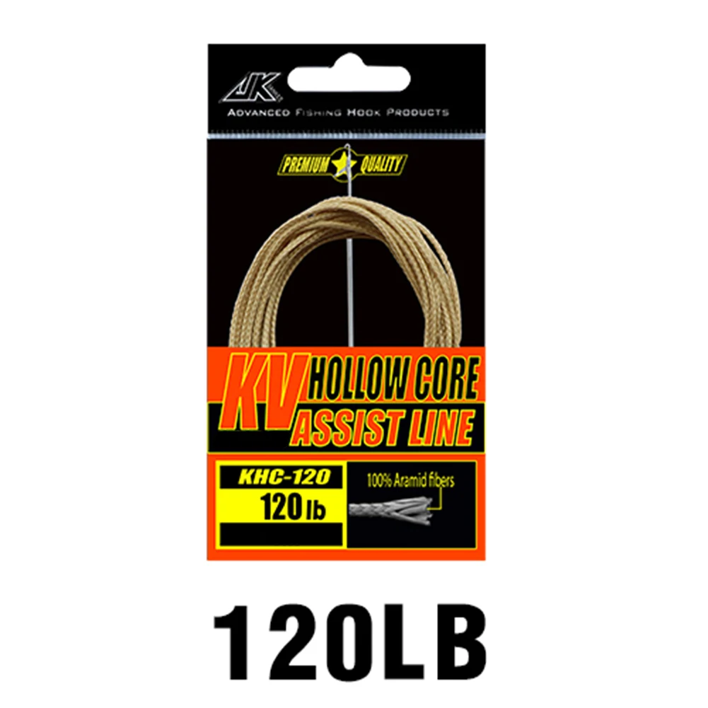

120/170/250/330LB Braided Fishing Assist Line PE Hollow Core Hook Binding Rope Tying Hook Wire With Splicing Needle 3 4 Meters