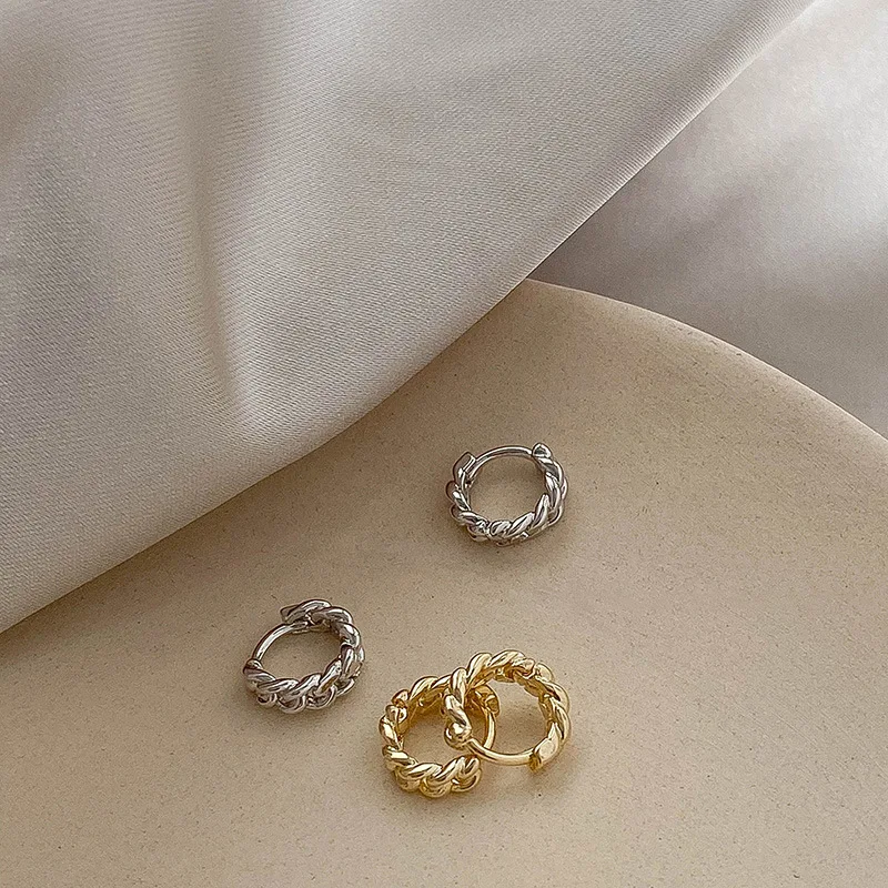 

Simplicity Retro Silver Color Mini Weave Earring Simple Geometry Earring For Women Girl Fashion Jewelry Friendship Gift