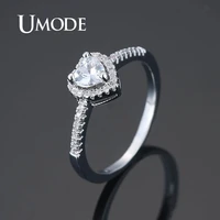 umode authentic trendy heart cz stone ring for women girls lover luxury brand wedding rings girls engagement jewelry gift ur0598