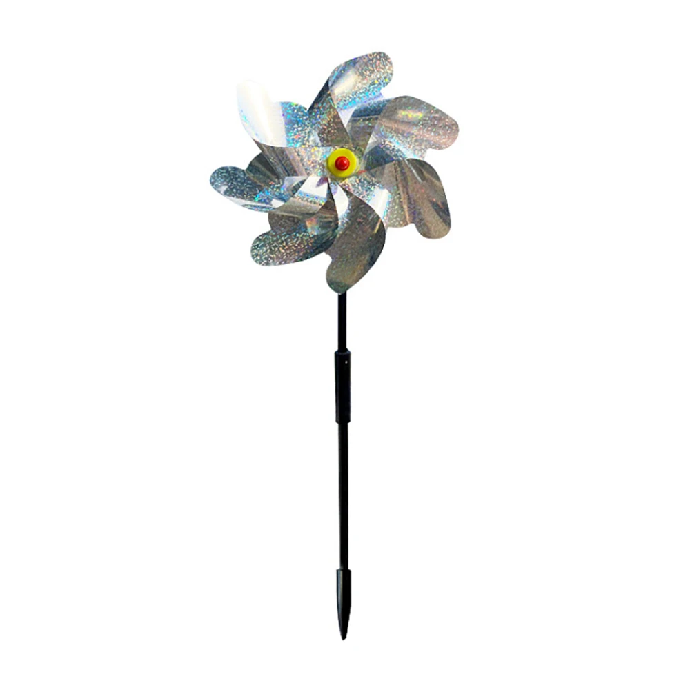 

Светоотражающие колесики, лазерная большая ветряная мельница, Репеллент для птиц, украшение для сада, утолщенное серебро