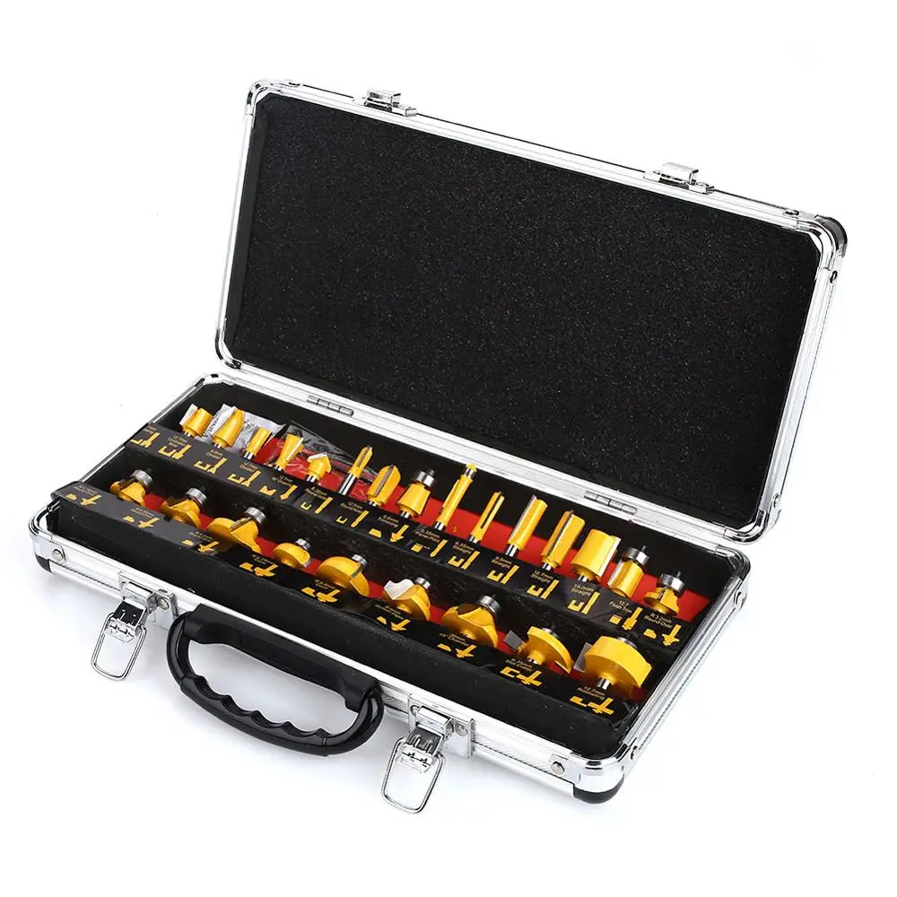 Набор фрез по дереву комплект из 24 твердосплавных насадок для резки гравировки