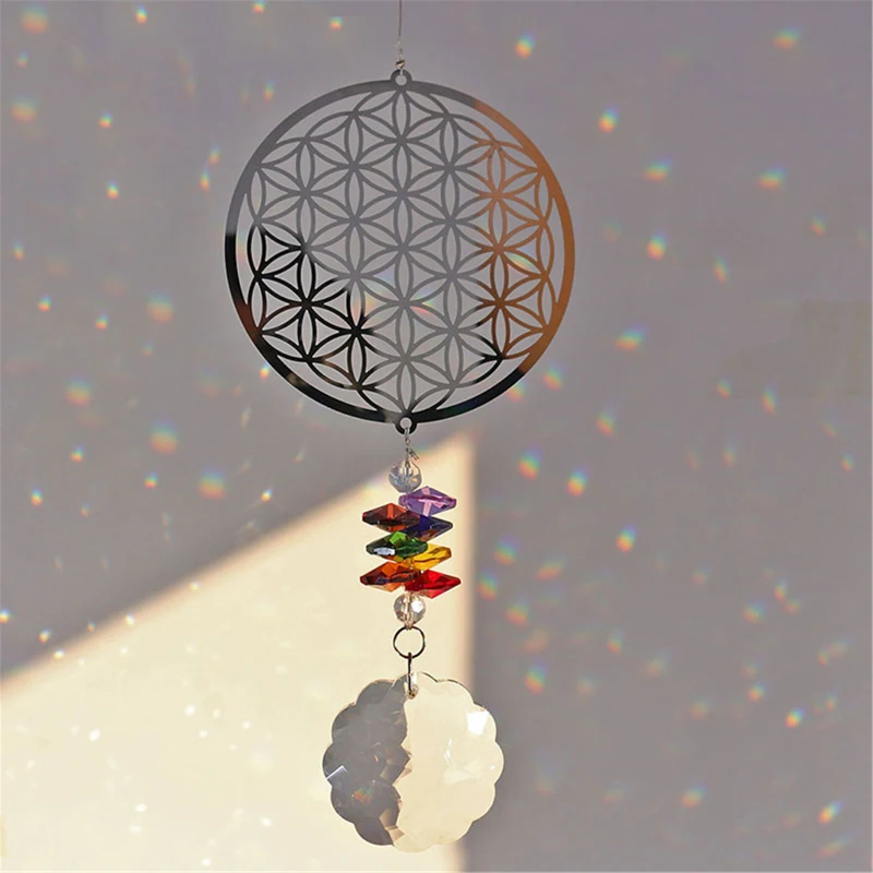 

Crystal Flower of Life Rainbow Maker Window Hanging Ornament Souvenir Christmas Gift Home Wedding Decoration