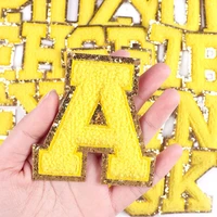 yellow sequins patch iron on clothing patches heat adhesive backside ironing embellishments for sewing alphabet letter applique