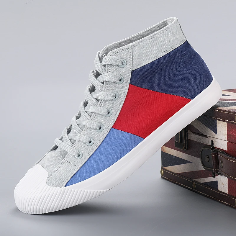 Men Casual Shoes Fashion Leather Canvas High top Moccasins Slip on Men's Flats Male Driving Soft Non-slip | Обувь