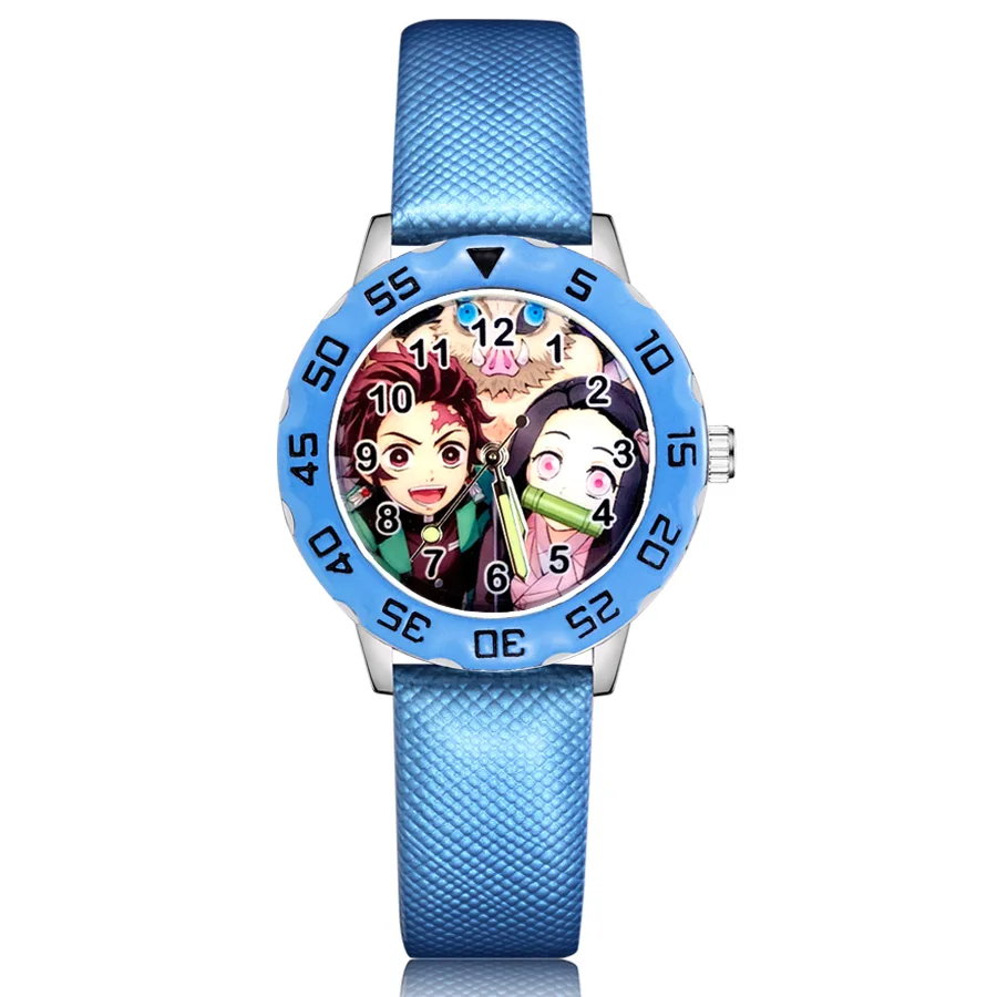 

Children's Cute Cartoon Anime Character Style Student Boy Girl Leather Strap Quartz Wrist Watches JM235
